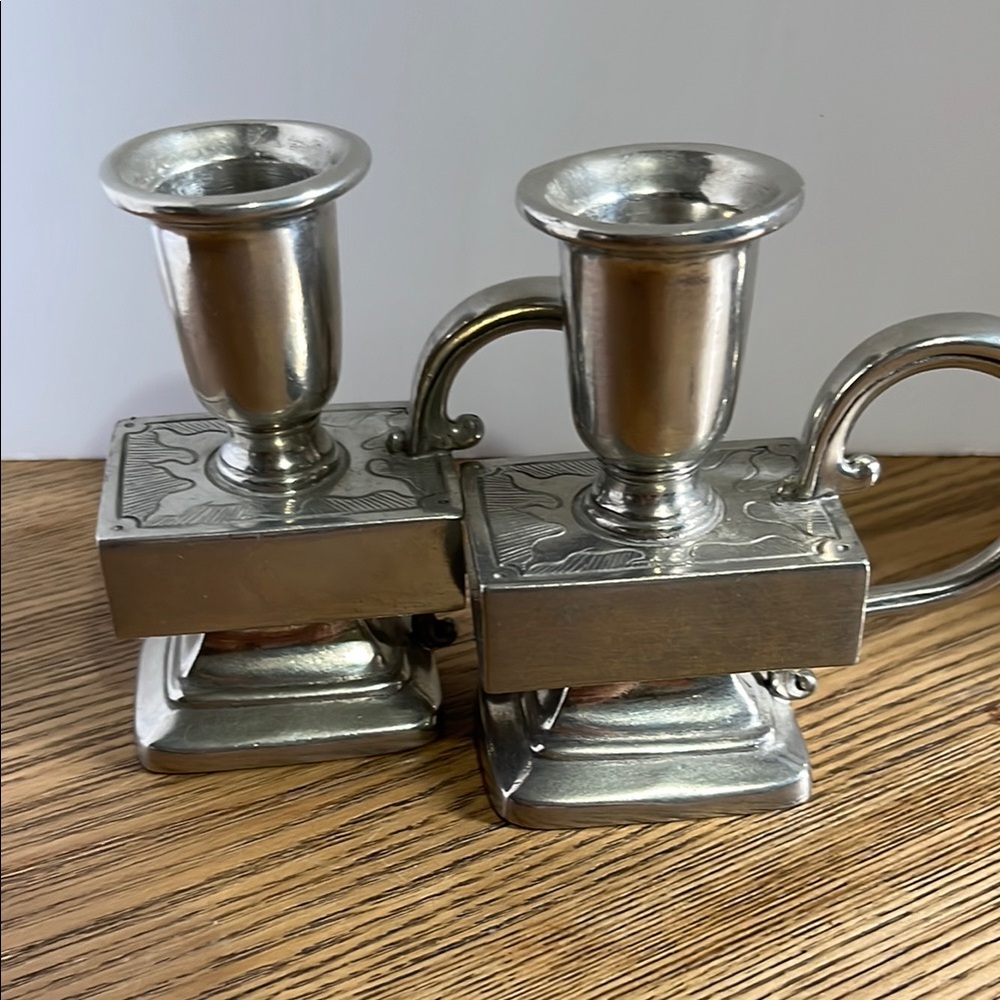 Vintage Pewter Art Deco Candle Holders